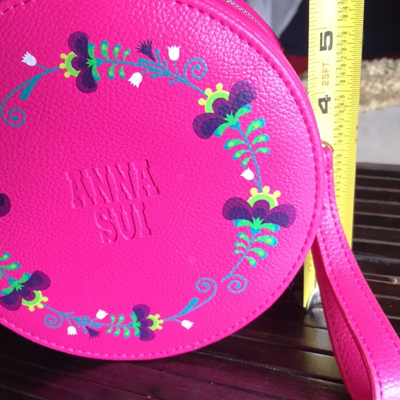 🚨B2G1 ANNA SUI Pink Blue Green Round Wristlet - Picture 7 of 7